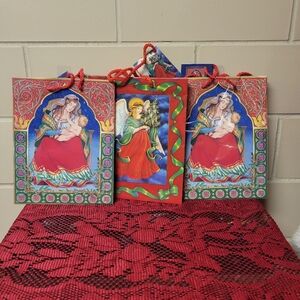 Vintage X3 Set Mary Baby Jesus Angel Christmas Gift Bags